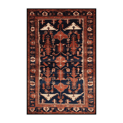 Machine Washable Persian Black Area Rug
