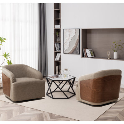 Fauteuil demi-tonneau rotatif en simili cuir Andretta
