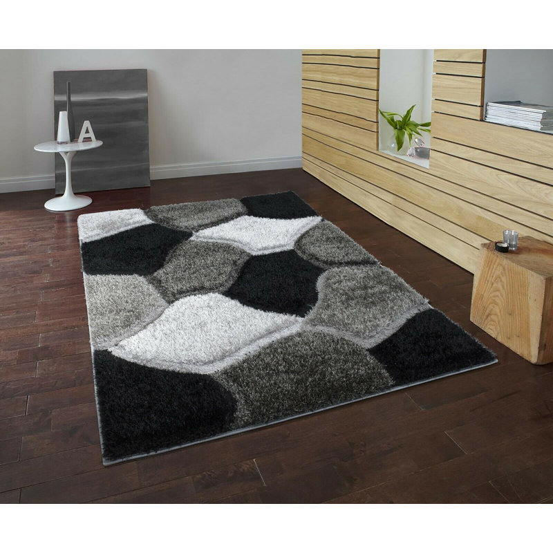 Canika Geometric Hand Woven Shag Area Rug, Rectangle 60 x 110cm