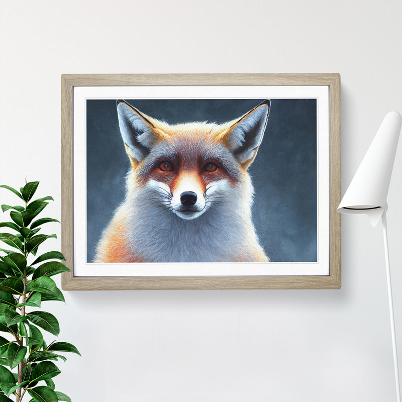 Blessed Fox - Single Picture Frame Print, Walnut, 25cm H x 34cm W x 2cm D