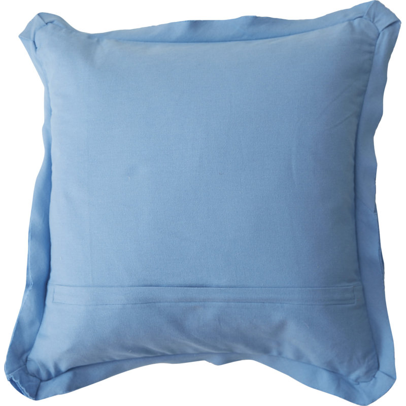  Housse de coussin carré en coton, Bleu ardoise, H 20 po x l 20 po x P 4 po, Polyester/ Bourre en polyester