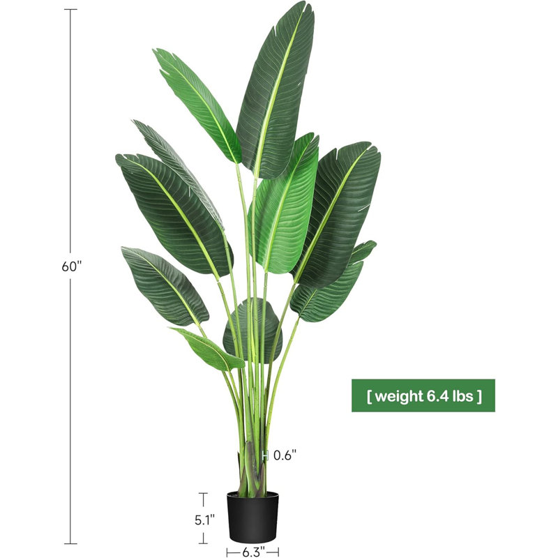 Fausse feuille de bananier en pot, H 60 po x l 6,3 po