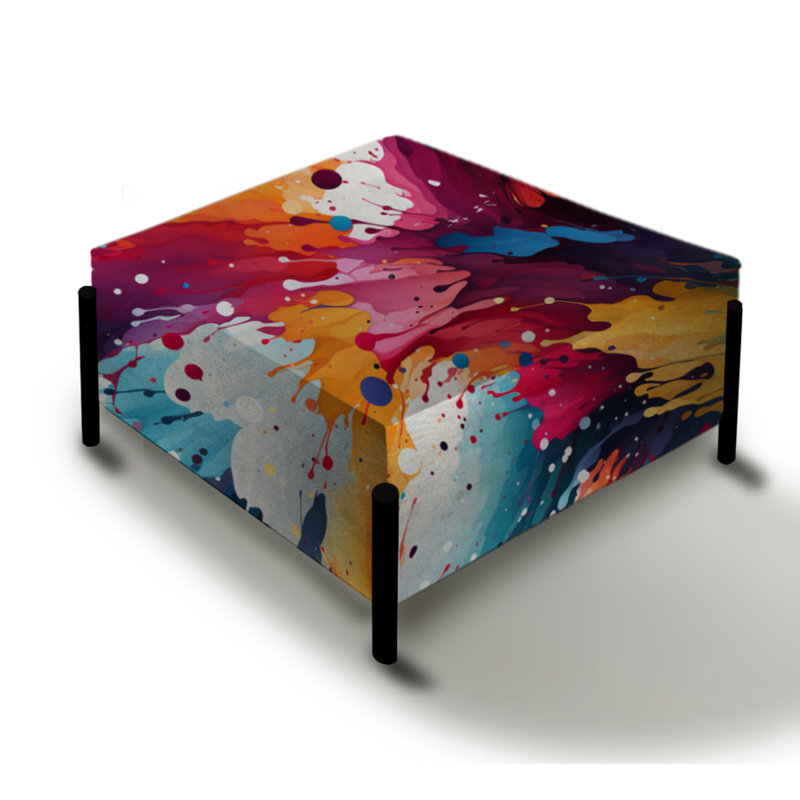 Multicolore peinture éclaboussure tourbillon harmonie - grand repose-pieds carré abstrait