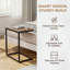 Ensemble de 2 tables d'appoint, plateaux en bois et structure en métal noir, tables basses modernes en forme de C pour chambre, canapé-lit, terrasse ou encore plateau télé pour salon.-528670718