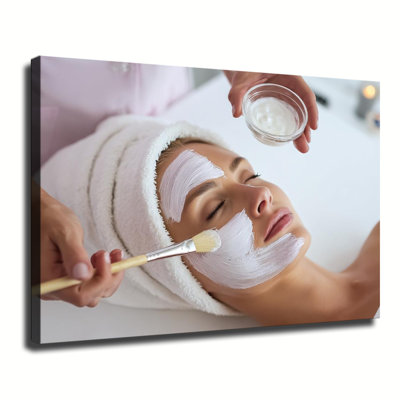 Spa Facial Beauty Treatment Scene, Large Gallery Wrapped Canvas Wall Art Print For Living Room Bedroom