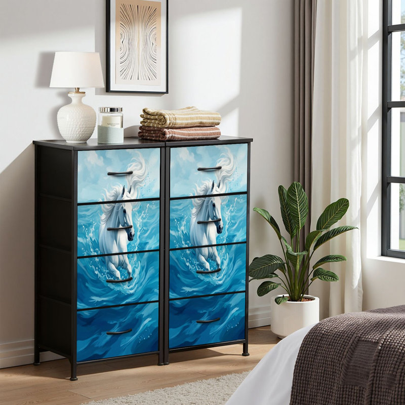 4 Drawer Dresser for Bedroom, Narrow Chest of Drawers, Wooden Top and Study Iron Frame 18"x37.5"-(WxH)