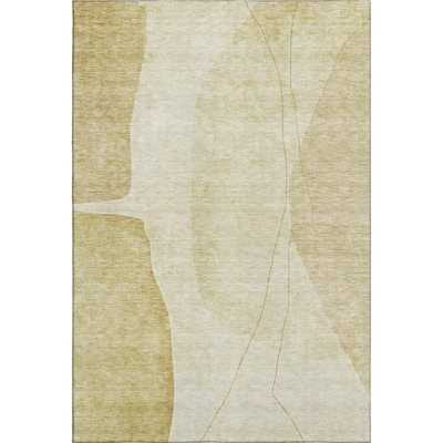Premium Machine Washable Prisco Gold Rug