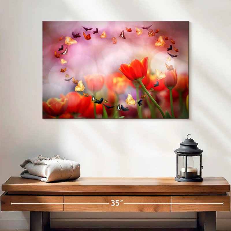 Hardie Tulips And Butterflies, 16" H x 24" W