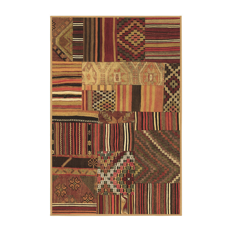 Tapis contemporains brun lavable à la machine 437, Rectangle 7 pi x 10 pi