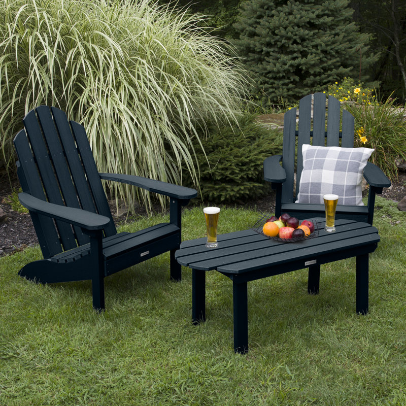 Chaise Adirondack en plastique avec table Anette, Bleu fédéral
