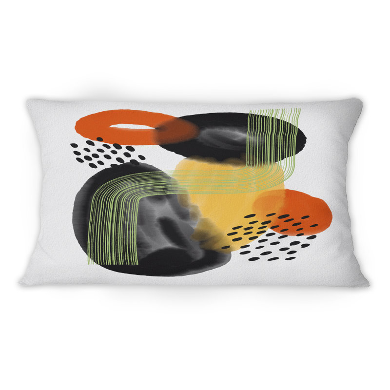 Abstrait noir et rouge à pois noirs - Coussin décoratif imprimé moderne