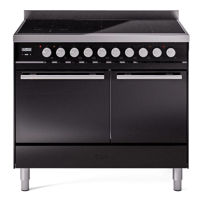 ILVE Professional Plus II 40 in Induction Range, Glossy Black/Stainless Steel