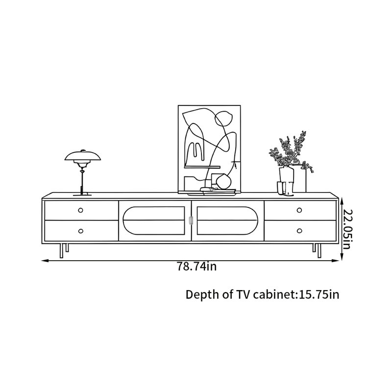 Meuble télé léger et luxueux, 78.74"