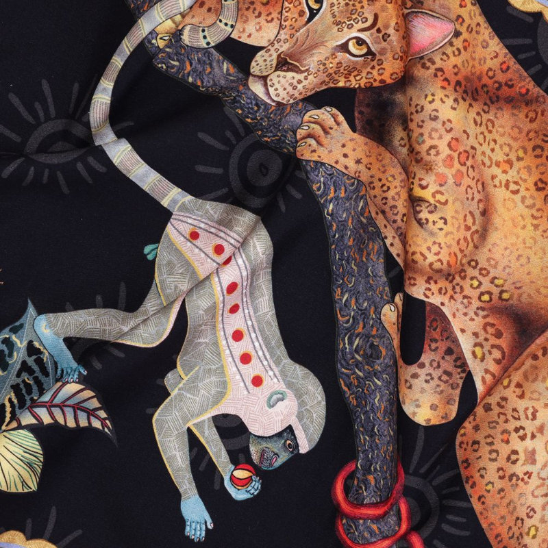 Monkey Tales Table Runner - Cotton, 138" L, Night