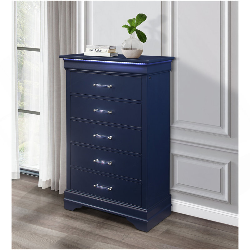 Charlston Blue Chest With LED, Blue