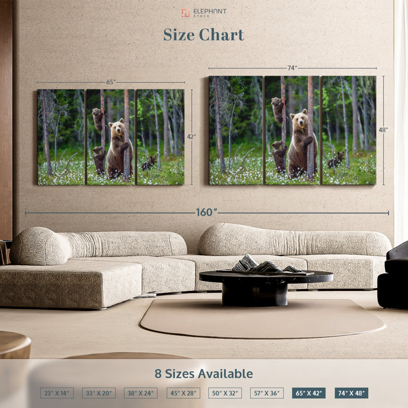 " Bears In Forest " on, 48" H x 74" W
