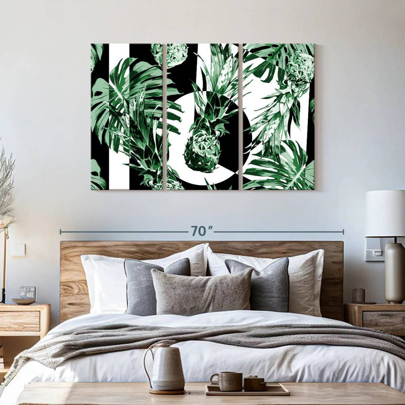Ananas tropicaux à la mode 3 pièces, H 57 po x l 36 po x P 1,25 po
