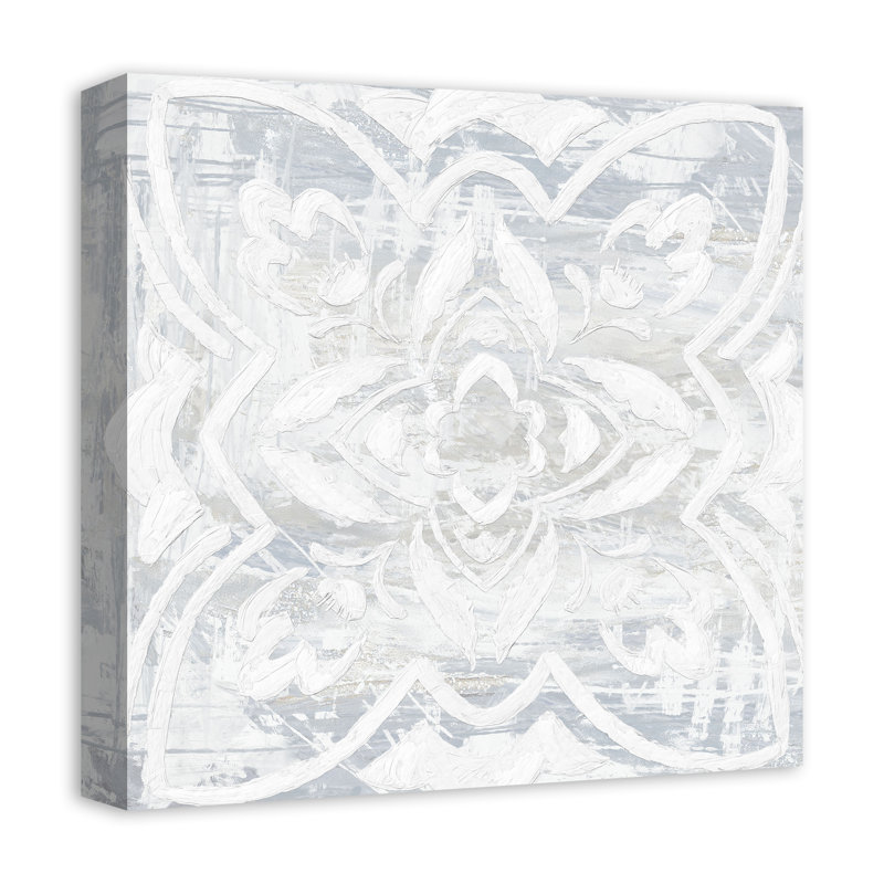 Reproduction de médaillon texturé blanc II sur toile