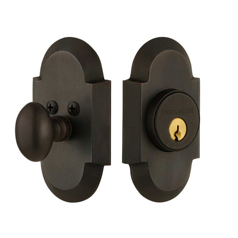 Nostalgic Warehouse Cottage Plate Single Cylinder Deadbolt, Oil Rubbed Bronze, 2.75, Keyed Alike	