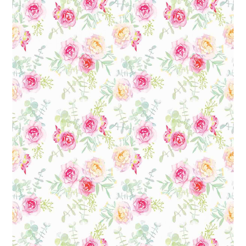 Queen Pink and Green Floral Duvet Cover Set