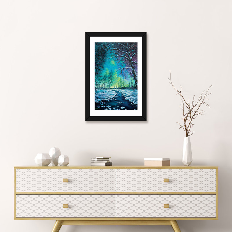 Neon Night par Print, Papier encadré noir, H 24 po x l 16 po x P 1 po