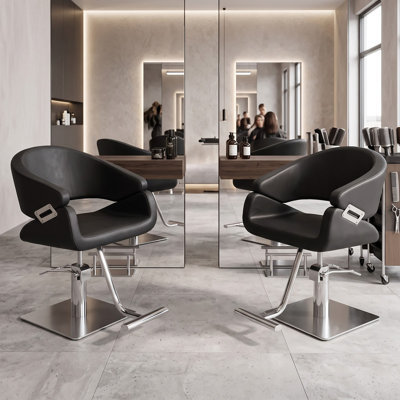 Fauteuil de barbier incurvé à hauteur réglable, pivotant à 360 degrés