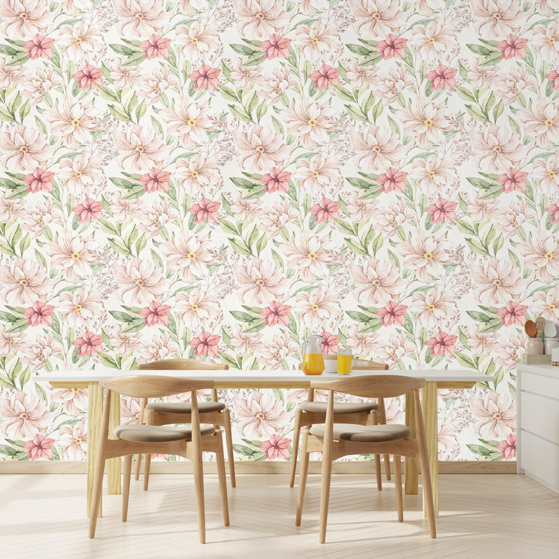 Bordure florale pelez et collez, L 100 po x l 144 po