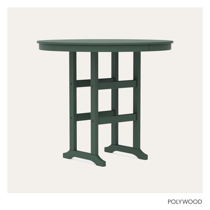 POLYWOOD Round Farmhouse Bar Table, Hunter Green, 48"