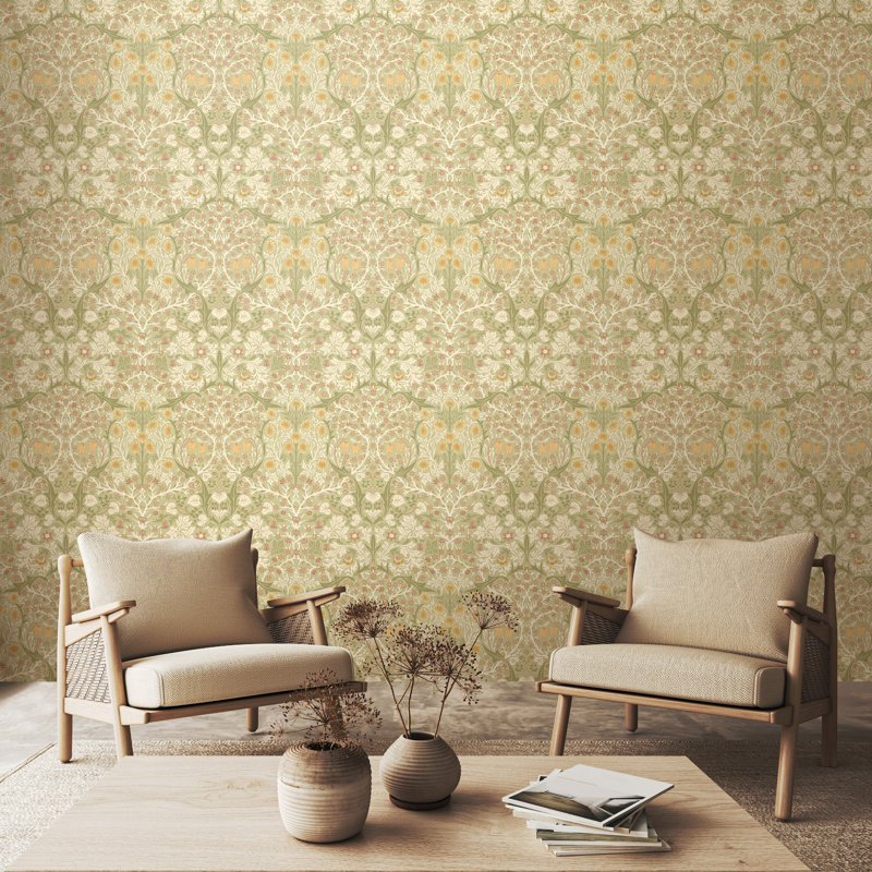 Blackthorn Damask - Olive & Clay, Olive Green