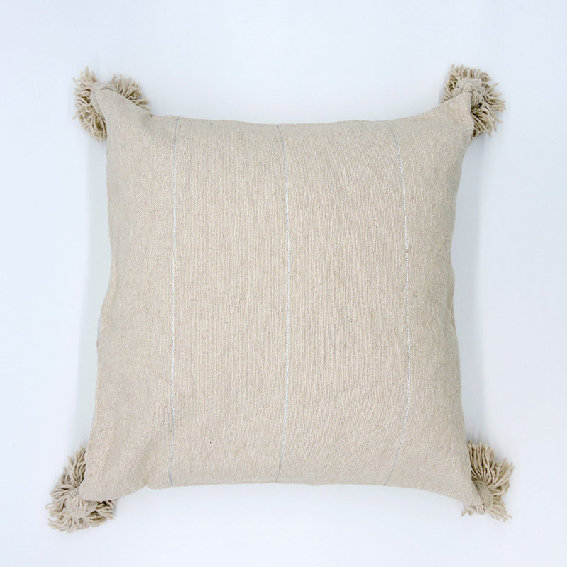 Square Indoor/Outdoor Pillow Cover, Beige/Silver