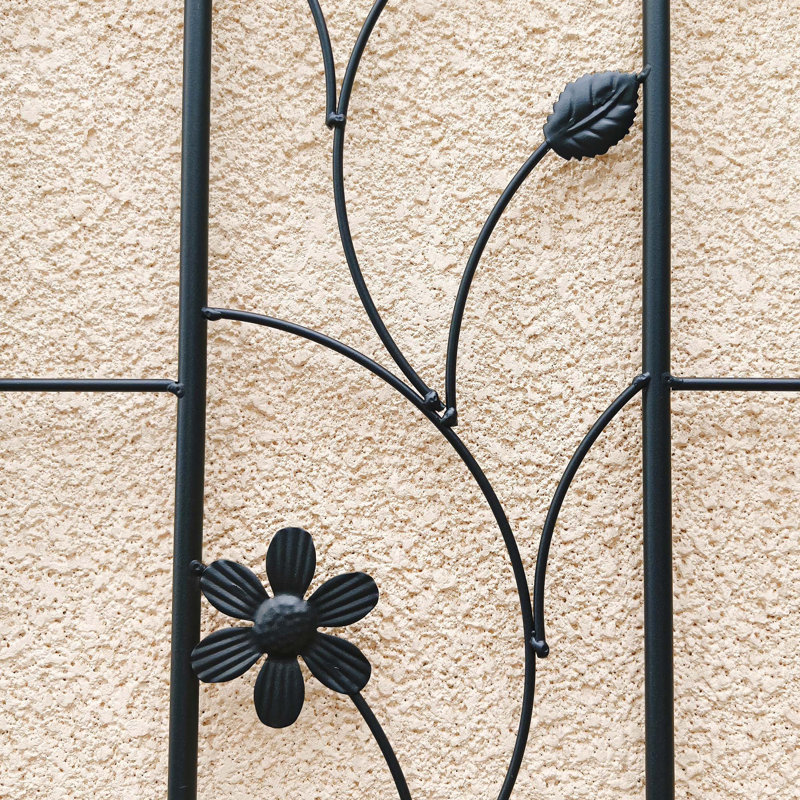 Ensemble de 2 treillis de jardin en métal 86,7 po x 19,7 po antirouille pour plantes grimpantes, support de fleurs extérieur noir