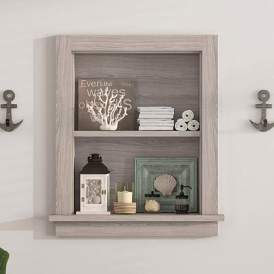 17.5"W X 4"D X 20.3"H Wall Niche Double Shelf Wood Recessed Shower Niche Cabinet Rectangle