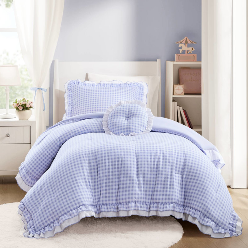 3 - Piece Twin/Twin Xl Bedding With Double Ruffle, Accent, And Soft Microfiber