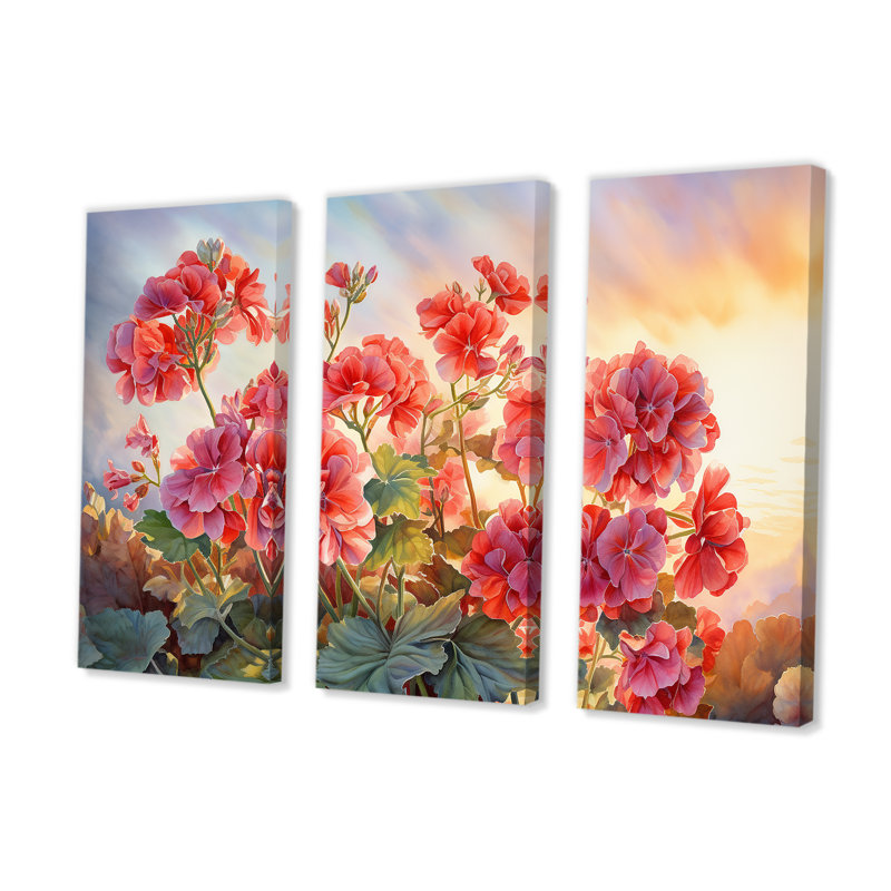 Ensemble de salon Geraniums Sunset Blooming I - Geraniums, H 32 po x l 48 po x P 1 po