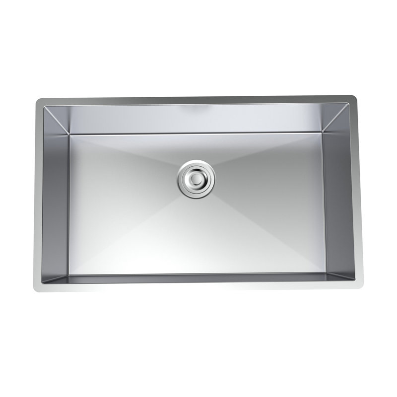 Single Bowl Stainless Steel Kitchen Sink, 10" H x 32" W x 19" D