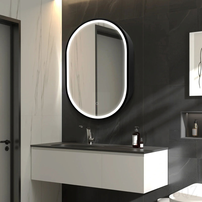 Armoire à pharmacie murale avec cadre en métal noir 31 po x 21 po avec miroir