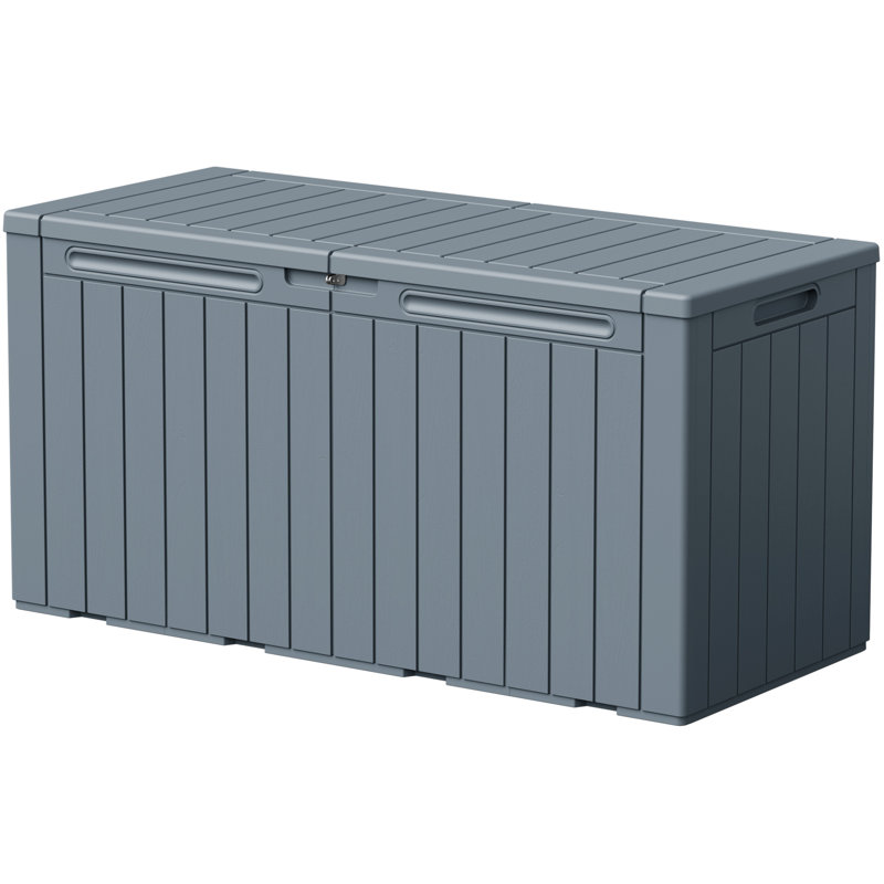 Boîte de rangement verrouillable intérieure et extérieure 100 gallons, grande boîte de rangement en résine résistante à l'eau