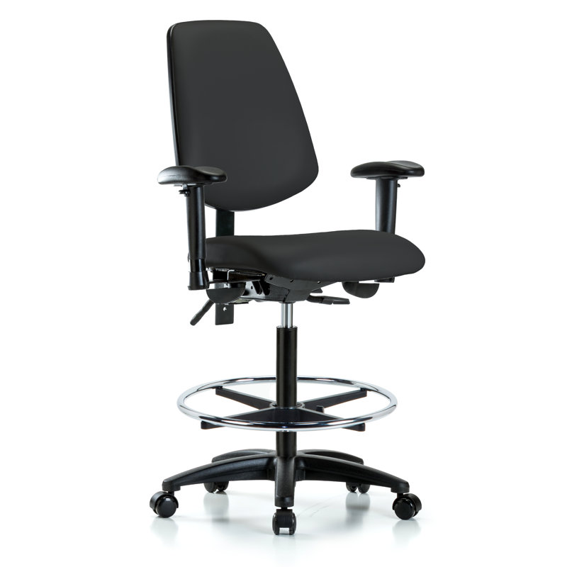 Beckett Vinyl Drafting Chair, Black, Not Included, Casters