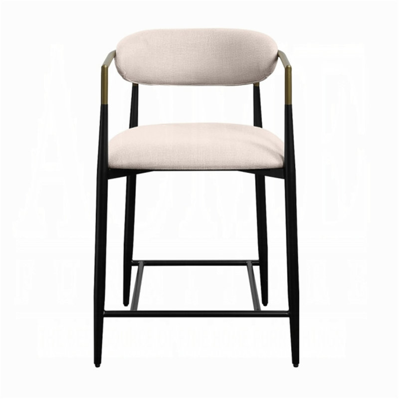 Chaise à hauteur de comptoir en lin et finition noire