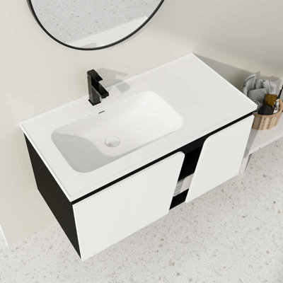 Meuble-lavabo mural 40 po avec lavabo en céramique