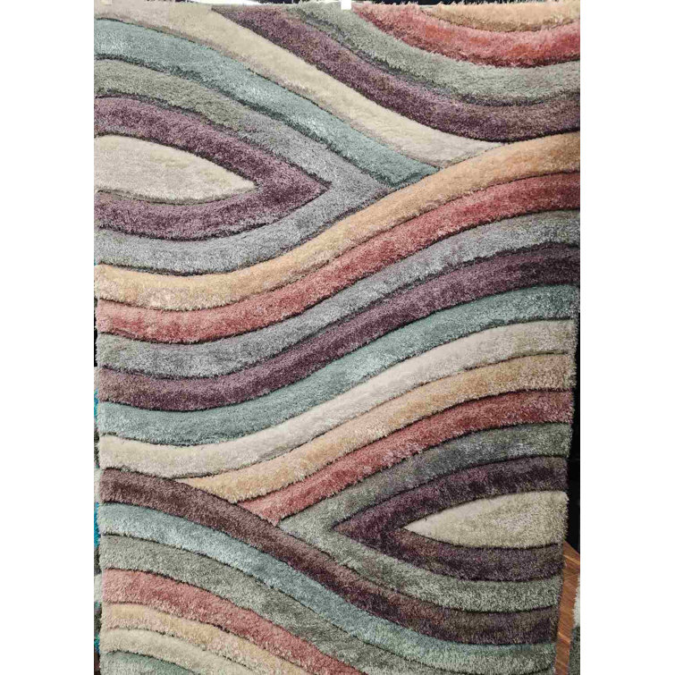 Modern Arriola Shag Abstract Geometric Rug For Living Room Bedroom