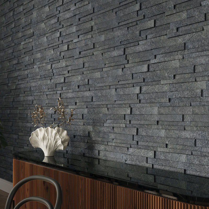 Linear Lines 6in.x12in. Split Face Wall Tile, Platinum