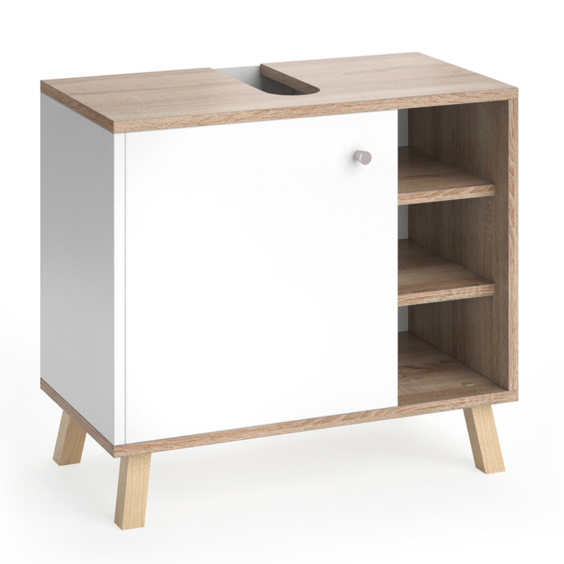Viewcrest Single Bathroom Vanity Base Only, White/Brown