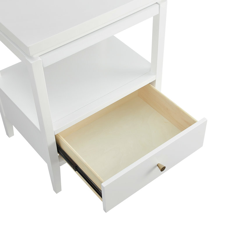 Nightstand With Drawer And Open Shelf, White