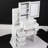 29.2" Small Size Left Bedside Cabinet Vanity Table + Cushioned Stool, Large Sliding, Touch Control, Tri-Color Switching, Brightness Adjust LED Mirror, High Capacity Storage, Suitable For Small Space-413439078