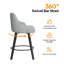Tabouret de bar moderne avec coussin en bois épais et rembourré avec rotation à 360 °-1647160122-1647160125