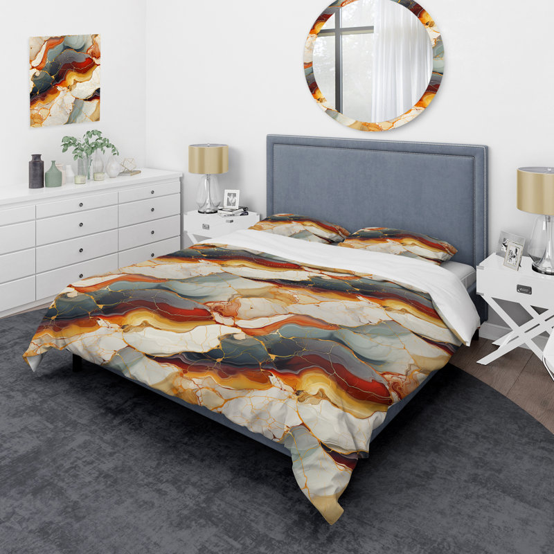 Ensemble de housse de couette Beauty Marble, Housse de couette pour grand lit et 2 taies décor