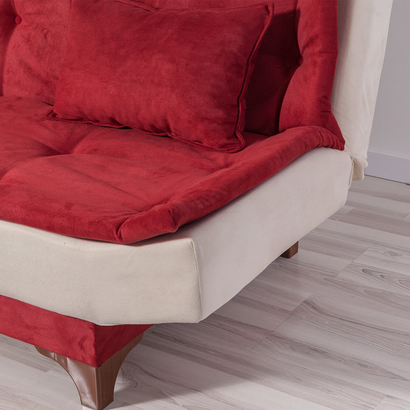 Canapé-lit sans accoudoirs de 74,8 po Cropsey, Rouge Claret / polyester crème