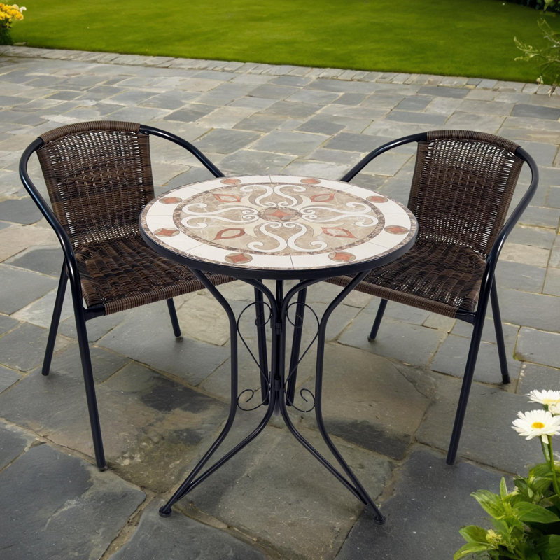 ESTORIL BISTRO 60cm Mosaic Table with San Remo Chair Garden Set
