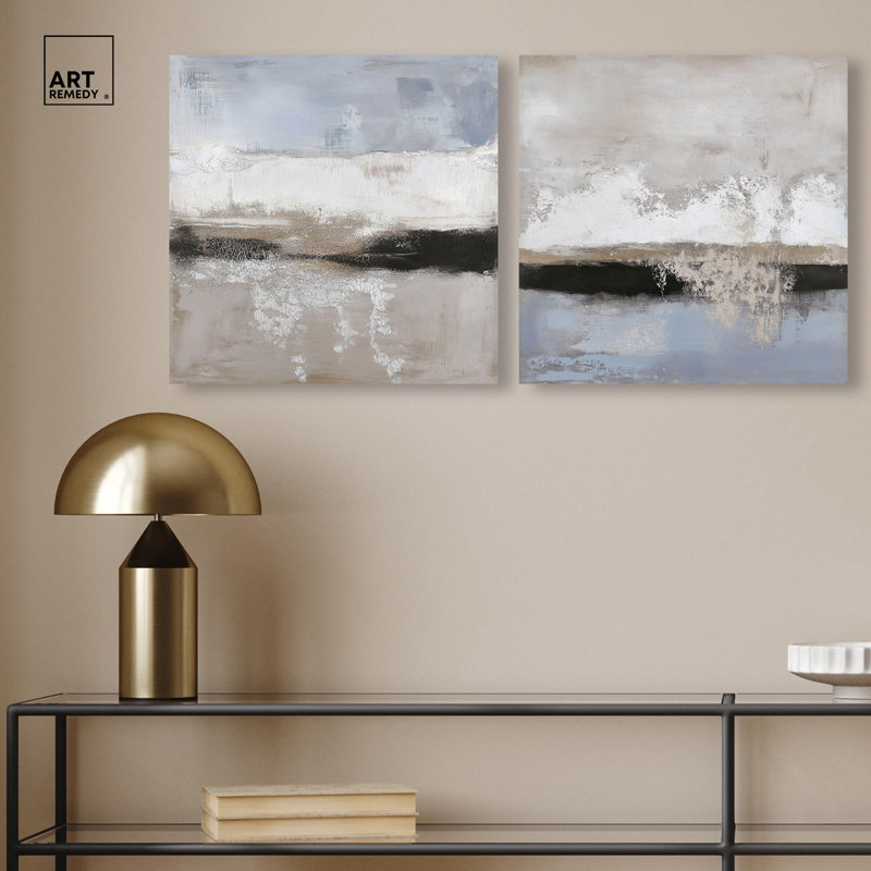 Graphite profondeur ensemble de 2 tons de terre par Art Remedy, Toile tendue, H 20 po x l 20 po